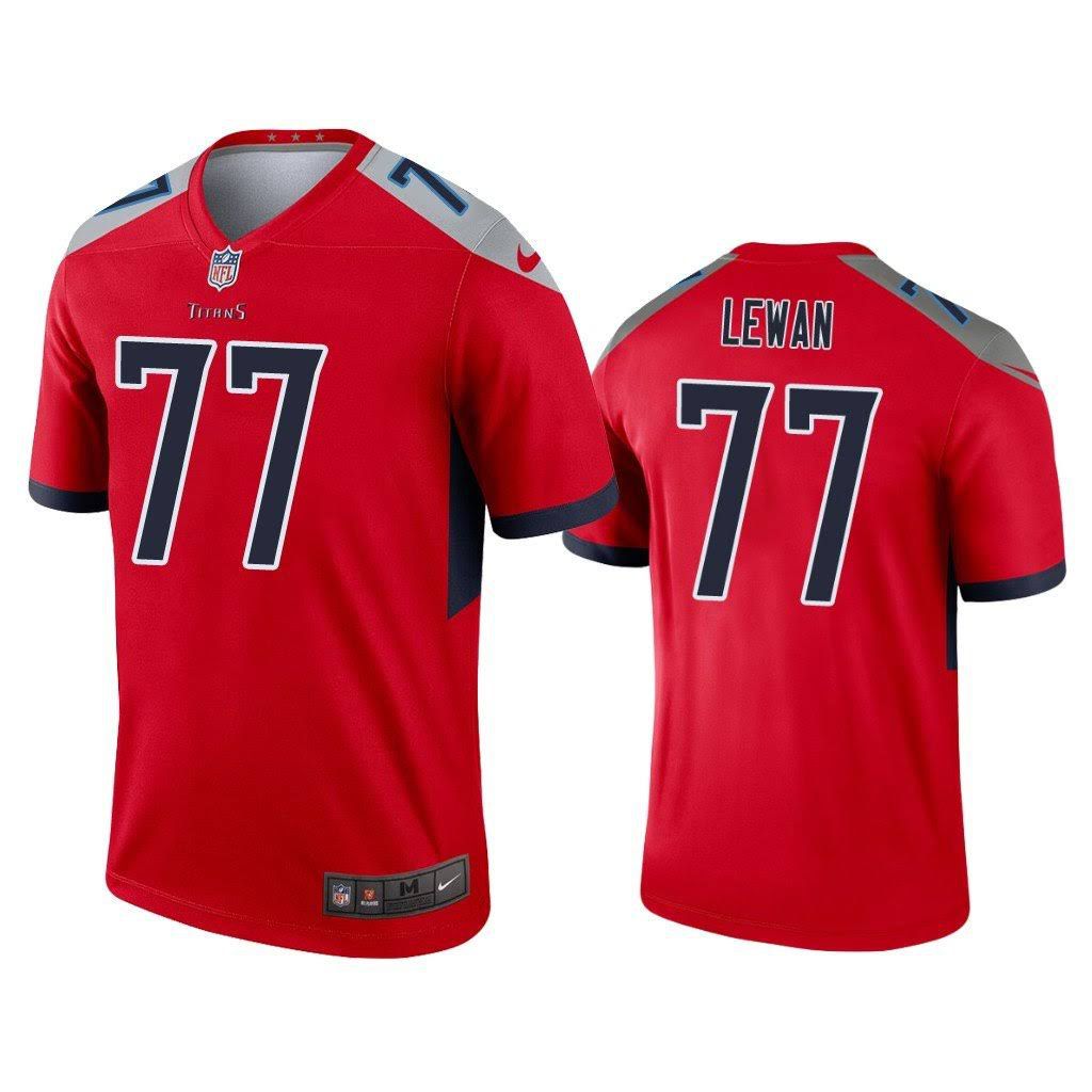 Men Tennessee Titans 77 Taylor Lewan Nike Red Inverted Legend NFL Jersey